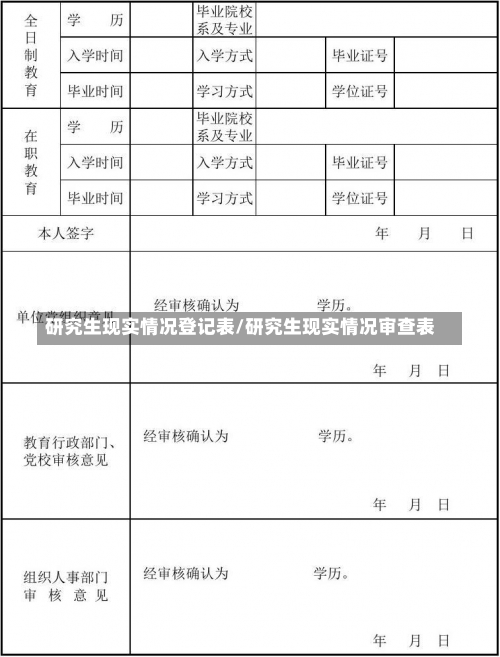 研究生现实情况登记表/研究生现实情况审查表