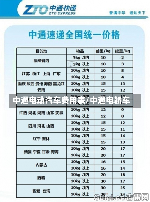 中通电动汽车费用表/中通电轿车