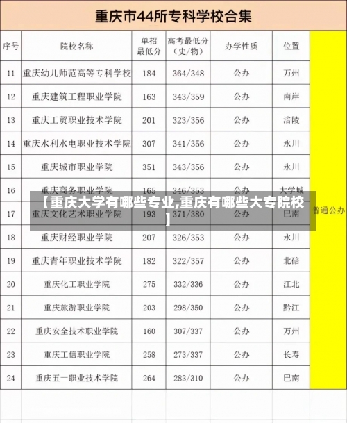 【重庆大学有哪些专业,重庆有哪些大专院校】