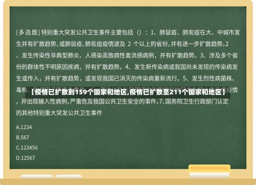 【疫情已扩散到159个国家和地区,疫情已扩散至211个国家和地区】