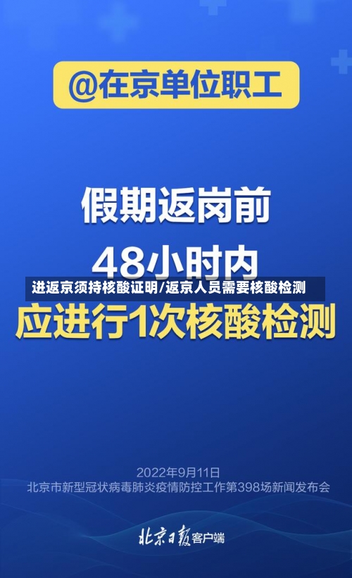 进返京须持核酸证明/返京人员需要核酸检测