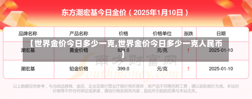 【世界金价今日多少一克,世界金价今日多少一克人民币】