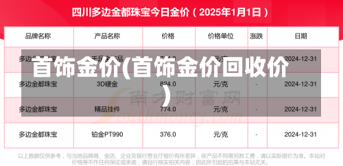 首饰金价(首饰金价回收价)