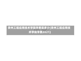 贵州工程应用技术学院学费是多少(贵州工程应用技术学院学费2021)