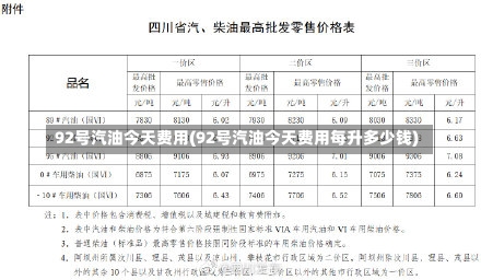 92号汽油今天费用(92号汽油今天费用每升多少钱)