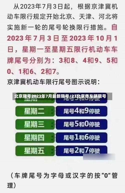 北京限号2023年7月最新限号/23北京市车辆限号